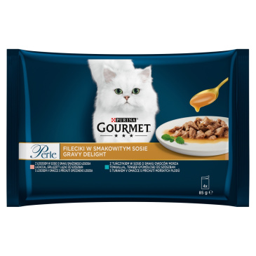 Gourmet Perle Multipack gravy delight losos a tuňák v omáčce 4 x 85 g