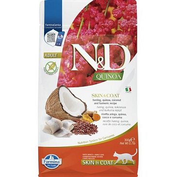 N&D QUINOA Cat GF Skin & Coat Herring & Coconut Adult 300 g