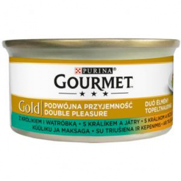 Gourmet Gold s králíkem a játry, grilovaní a dušené kousky 85g
