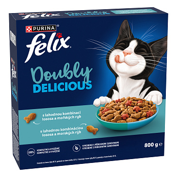 Felix Doubly Delicious Adult losos/mořská ryba 800 g