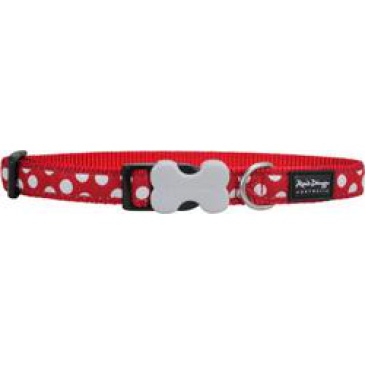 Obojek Red Dingo 20 mm x 30-47 cm - White Spots on Red